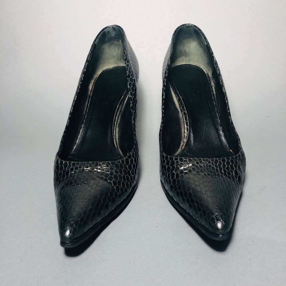Authentic Helmet Lang Silver Snake Pointed Pumps - image 2
